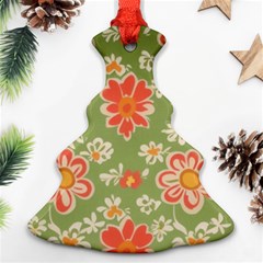 Retro 40s 50s Mexico Flowers Pattern 3 Christmas Tree Ornament (two Sides) by violetheavensky