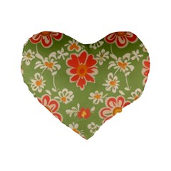 Retro 40s 50s Mexico Flowers Pattern 3 Standard 16  Premium Heart Shape Cushions by violetheavensky