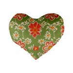 Retro 40s 50s Mexico Flowers Pattern 3 Standard 16  Premium Heart Shape Cushions Back