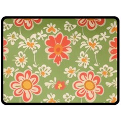 Retro 40s 50s Mexico Flowers Pattern 3 Two Sides Fleece Blanket (large) by violetheavensky