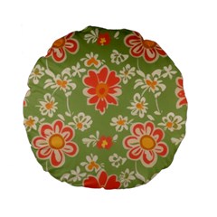 Retro 40s 50s Mexico Flowers Pattern 3 Standard 15  Premium Flano Round Cushions by violetheavensky