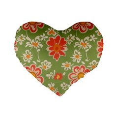 Retro 40s 50s Mexico Flowers Pattern 3 Standard 16  Premium Flano Heart Shape Cushions by violetheavensky