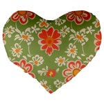 Retro 40s 50s Mexico Flowers Pattern 3 Large 19  Premium Flano Heart Shape Cushions Back