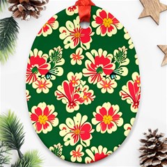 Retro 40s 50s Mexico Flowers Pattern 2 Ornament (oval) by violetheavensky