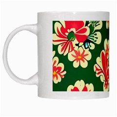 Retro 40s 50s Mexico Flowers Pattern 2 White Mug by violetheavensky