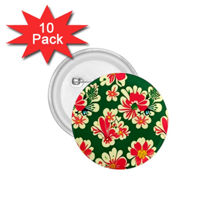 Retro 40s 50s Mexico Flowers Pattern 2 1.75  Buttons (10 pack)