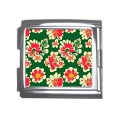 Retro 40s 50s Mexico Flowers Pattern 2 Mega Link Italian Charm (18mm) by violetheavensky