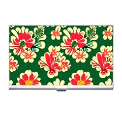 Retro 40s 50s Mexico Flowers Pattern 2 Business Card Holder by violetheavensky