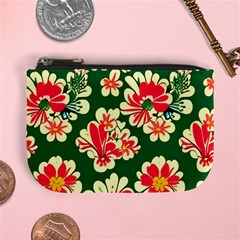 Retro 40s 50s Mexico Flowers Pattern 2 Mini Coin Purse by violetheavensky