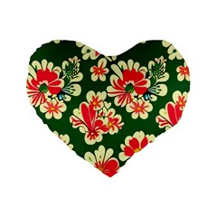 Retro 40s 50s Mexico Flowers Pattern 2 Standard 16  Premium Heart Shape Cushions by violetheavensky