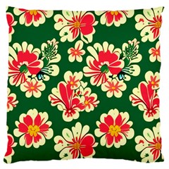 Retro 40s 50s Mexico Flowers Pattern 2 Large Premium Plush Fleece Cushion Case (two Sides) by violetheavensky