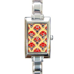 Retro 40s 50s Mexico Flowers Pattern 4 Rectangle Italian Charm Watch by violetheavensky