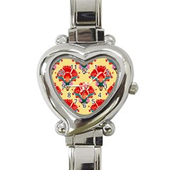 Retro 40s 50s Mexico Flowers Pattern 4 Heart Italian Charm Watch by violetheavensky