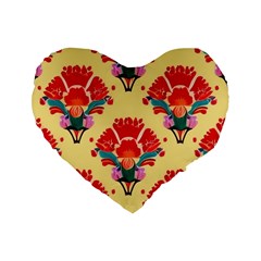 Retro 40s 50s Mexico Flowers Pattern 4 Standard 16  Premium Heart Shape Cushions by violetheavensky