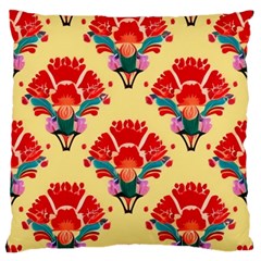 Retro 40s 50s Mexico Flowers Pattern 4 Large Premium Plush Fleece Cushion Case (two Sides) by violetheavensky