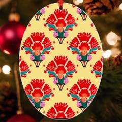 Retro 40s 50s Mexico Flowers Pattern 4 Uv Print Acrylic Ornament Oval by violetheavensky