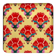 Retro 40s 50s Mexico Flowers Pattern 4 Square Glass Fridge Magnet (4 Pack) by violetheavensky