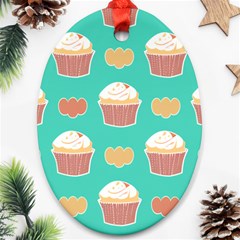 Retro 40s 50s Cupcake Pattern 3 Ornament (oval) by violetheavensky