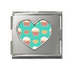 Retro 40s 50s Cupcake Pattern 3 Mega Link Heart Italian Charm (18mm) Front