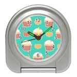 Retro 40s 50s Cupcake Pattern 3 Travel Alarm Clock Front