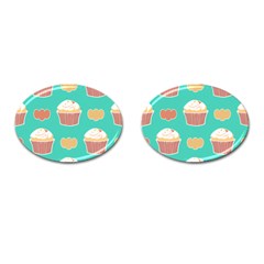 Retro 40s 50s Cupcake Pattern 3 Cufflinks (oval) by violetheavensky