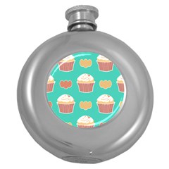 Retro 40s 50s Cupcake Pattern 3 Round Hip Flask (5 Oz) by violetheavensky