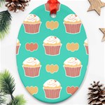 Retro 40s 50s Cupcake Pattern 3 Oval Ornament (Two Sides) Front