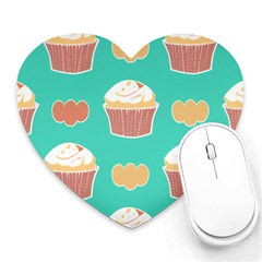 Retro 40s 50s Cupcake Pattern 3 Heart Mousepad by violetheavensky