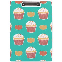 Retro 40s 50s Cupcake Pattern 3 A4 Acrylic Clipboard by violetheavensky