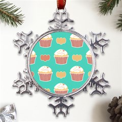 Retro 40s 50s Cupcake Pattern 3 Metal Large Snowflake Ornament by violetheavensky