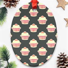 Retro 40s 50s Cupcake Pattern 4 Ornament (oval) by violetheavensky