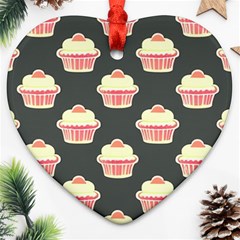 Retro 40s 50s Cupcake Pattern 4 Ornament (heart) by violetheavensky