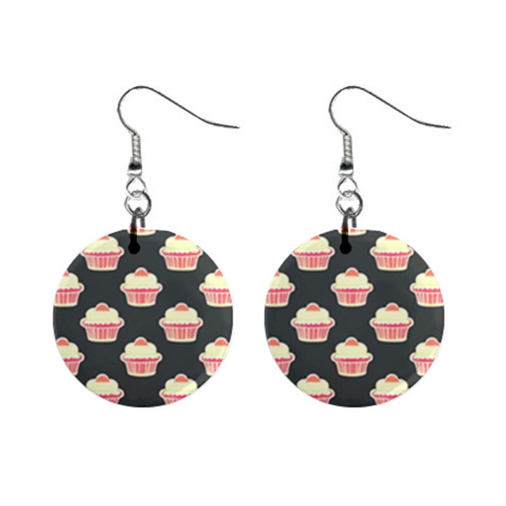 Retro 40s 50s Cupcake Pattern 4 Mini Button Earrings