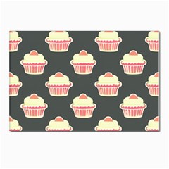 Retro 40s 50s Cupcake Pattern 4 Postcards 5  X 7  (pkg Of 10) by violetheavensky