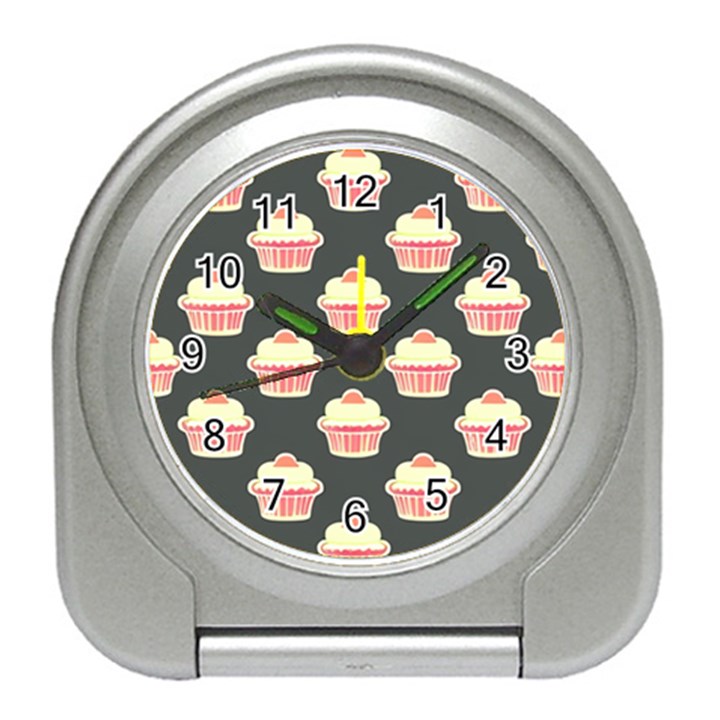 Retro 40s 50s Cupcake Pattern 4 Travel Alarm Clock