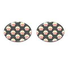 Retro 40s 50s Cupcake Pattern 4 Cufflinks (oval) by violetheavensky