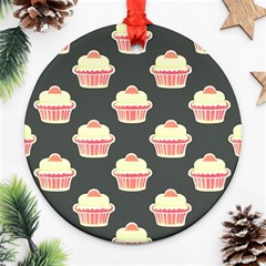 Retro 40s 50s Cupcake Pattern 4 Round Ornament (two Sides) by violetheavensky