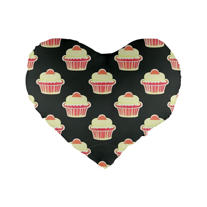 Retro 40s 50s Cupcake Pattern 4 Standard 16  Premium Flano Heart Shape Cushions