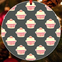 Retro 40s 50s Cupcake Pattern 4 Uv Print Acrylic Ornament Round by violetheavensky