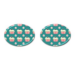 Retro 40s 50s Cupcake Pattern 2 Cufflinks (oval) by violetheavensky