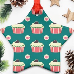 Retro 40s 50s Cupcake Pattern 2 Star Ornament (two Sides) by violetheavensky