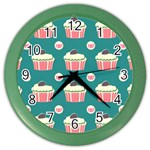 Retro 40s 50s Cupcake Pattern 2 Color Wall Clock Front