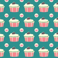 Retro 40s 50s Cupcake Pattern 2 Play Mat (square) by violetheavensky