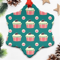 Retro 40s 50s Cupcake Pattern 2 Snowflake Ornament (two Sides) by violetheavensky