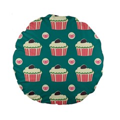 Retro 40s 50s Cupcake Pattern 2 Standard 15  Premium Round Cushions by violetheavensky