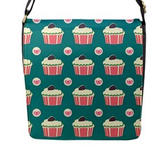 Retro 40s 50s Cupcake Pattern 2 Flap Closure Messenger Bag (l) by violetheavensky