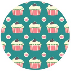 Retro 40s 50s Cupcake Pattern 2 Wooden Bottle Opener (round) by violetheavensky