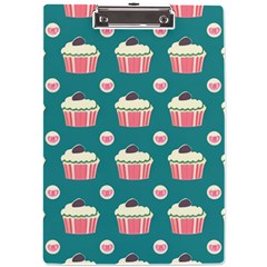 Retro 40s 50s Cupcake Pattern 2 A4 Acrylic Clipboard by violetheavensky