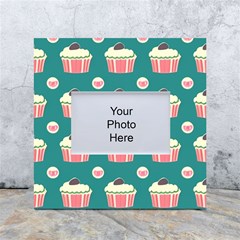 Retro 40s 50s Cupcake Pattern 2 White Box Photo Frame 4  X 6  by violetheavensky