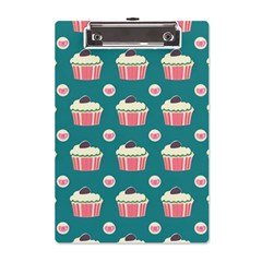 Retro 40s 50s Cupcake Pattern 2 A5 Acrylic Clipboard by violetheavensky